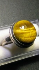 ATTRACTIVE NATURAL TIGER’S EYE QUARTZ IN STERLING SILVER .925 RING SIZE 9.25-9.5