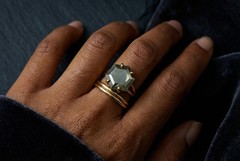 Pyrite Gold Ring Anemone Hexagon Cut 14k Gold Natural Statement Jewelry
