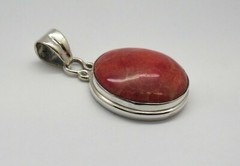 01 Pendant 925 Sterling Silver Natural Pacific Coral 45mm Long Pendant Jewelry
