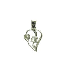 Sterling Silver Pendant Heart Charm Hallmarked Solid 925 With 5mm CZ Empress
