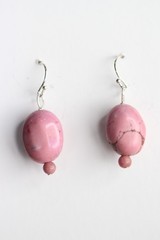 Rhodonite Pink Earrings 13mm x 16mm Oval Gemstone .925 Sterling Silver 1 1/4″