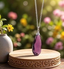 Gorgeous Lab Made Large Plum Kunzite Pendant Handcrafted Sterling Silver