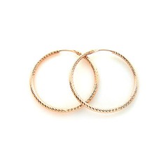 ITALY 14K Rose Gold Vermei HOOP Earrings-Rose Gold Over Solid Silver Hoops-2mm