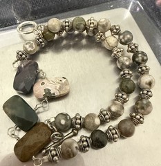 ARTISAN NATURAL MULTI JASPER GEMSTONE CHOKER NECKLACE 15.5”