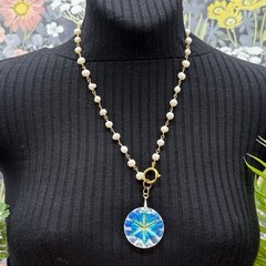 Adorned Crown Jewelry assemblage Christmas crystal Starburst Pearl necklace