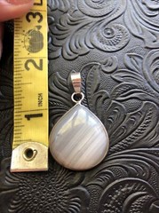 Artisan Southwest Calming Banded Agate 1.5” Pendant Blue Gray White Bands