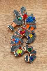 Vintage 1998 Liztec Seahorse Copper Wire Multi-Colored Beads Artisan Handcrafted