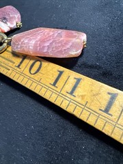 Unique Gold Tone Multi Chain & Pink White Agate Chunky Statement Necklace