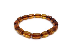 AMBER BRACELET Gift Barrel Natural BALTIC AMBER Beads Ladies Jewelry 7g 19329