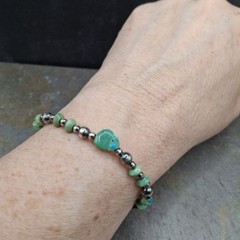 Sonoran Gold Turquoise Navajo Desert Pearl Stretch Bracelet Sterling Silver 6-7