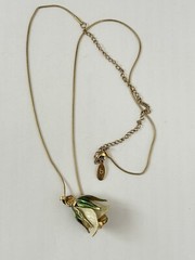Hand made pastel cream rose pendant necklace with B Hang Tag B12