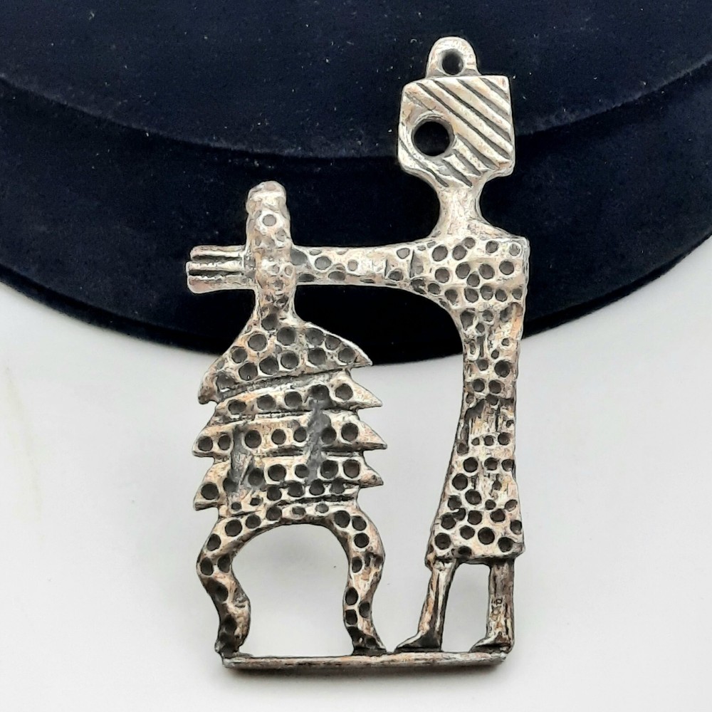 Brutalist Modernist Pendant 31g Sterling Unsigned Aharon Bezalel Sculptural