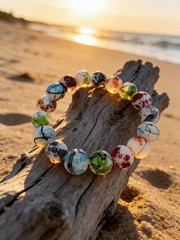 Colorful Abstract Paint Splatter Beaded Bracelet