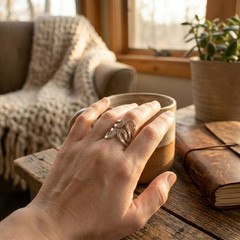 Artisan Crafted Sterling Wrap Design Heart Motif Ring Size 9