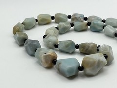 Black Gold Amazonite Rough Faceted Chunk Bead Necklace Adjustable Slipknot