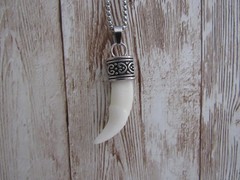 Coyote Tooth Pendant Necklace Animal Bone Spirit Animal Chain Jewelry
