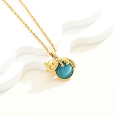 Cat Urn Necklace for Ashes Moonstone Pet Urn Cremation Keepsake Memorial Jewelry