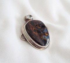 TABRA STERLING SILVER AGATE Connector CHARM Signed