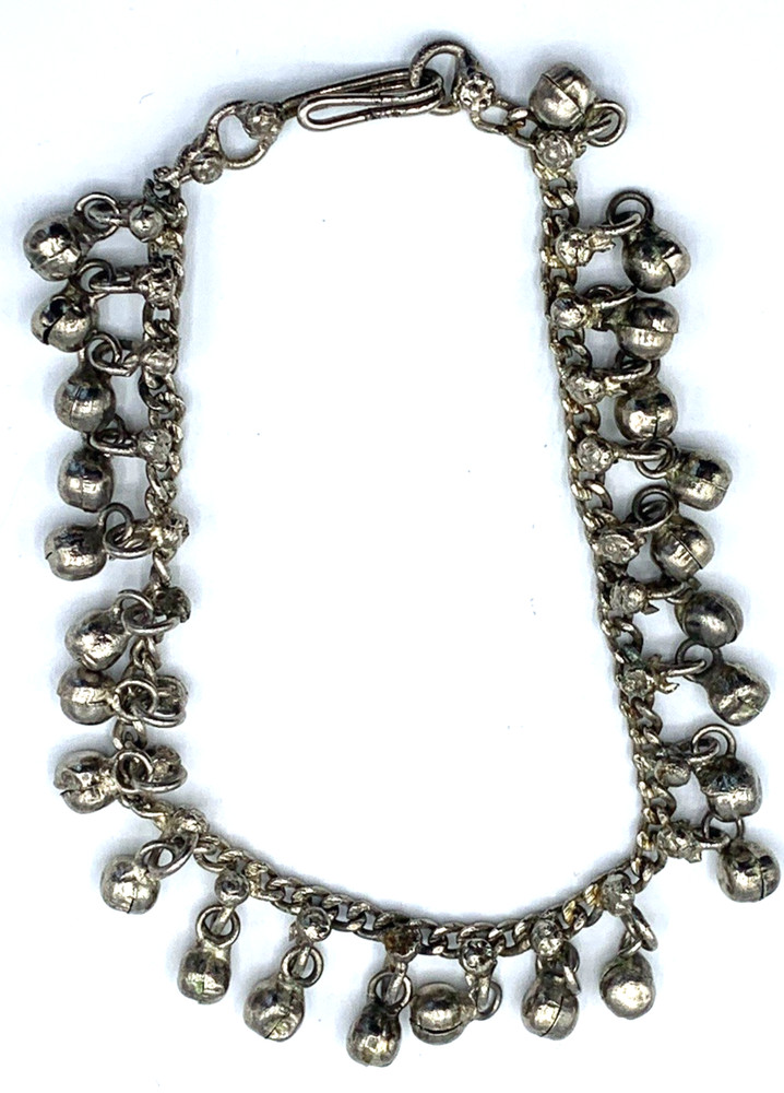 Vintage Metal Belly Dancer Bell Anklet Silver Tone Tribal Jewelry