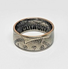«Sealed» 1974 US JFK KENNEDY HALF DOLLAR coin ring sizes 8-15