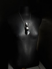 Moonstone black tourmaline crystal necklace pendant talisman statement jewelry