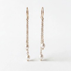 Freshwater Pearl Dangle Drop Earrings in Gold Tone, Bridal Jewelry, Gift for Her