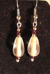 Two Pair Red/White & Pink/Black Beaded Silver Plated Pierced Earrings (#217) NEW