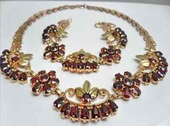 ANTIQUE 14K MALAYA GARNET Necklace/Bracelet 68.5 Cts;84.7gr/Appraisal 13,880.USD