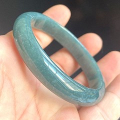 Certified Grade A Green blue water 55mm Natural Burma Jade jadeite Bangle 1327