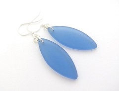 Sea Glass Earrings Ocean Blue Silver Plated USA Handmade Jewelry Resort Hawaii