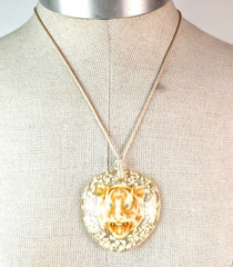 Sobral Atelie Africa Tiger Inclusion Rhinestone Eye Artist Made Pendant Necklace
