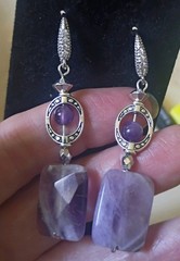 Amethyst Druzy Wire Wrapped Stars Accent StatemenNecklace With Matching Earrings