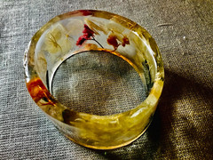 Delicate Handmade Resin Bangles with Real White & Pink Dried Flowers — Symbolic