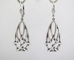 Celtic Knot Earrings Long Antiqued Silver Plt Birthday Anniversary Party Prom