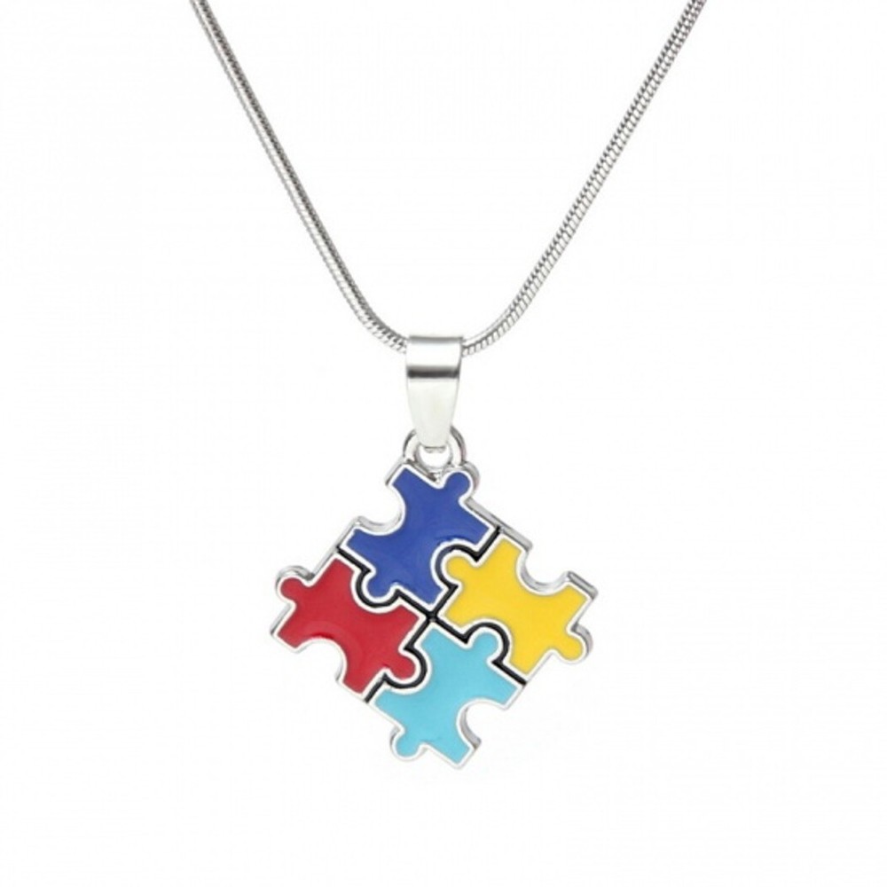 Autism Necklace Awareness 16-18″ Chain Puzzle Piece Jewelry – In Gift Box