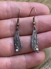 999 STERLING SILVER ARTISAN SIGNED CZ MODERNIST DANGLE DROP EARRINGS