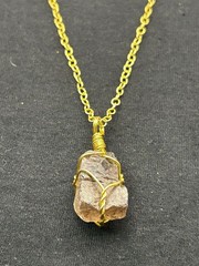 Mindful Souls – Gold Wire Wrapped Crystal Chunky Pendant Necklace 20inch