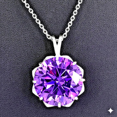 RARE 17 Ct Certified Purple Diamond Solitaire Pendant, Free Diamond Studs.