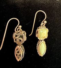 Multicolor Stone Nugget Hand Knotted Necklace and Sterling Silver Green Earring