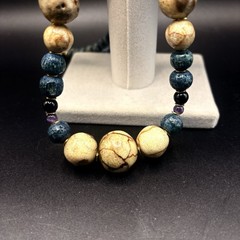 VTG Handmade Studio Art Bead Necklace Ceramic Wood Mixed Media 25″