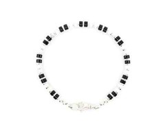 Men’s Unisex Black & White Heishi Bracelet – White Buffalo and Onyx – Sterling