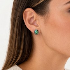 Sonoran Gold Turquoise Stud Earrings Sterling Silver Southwestern Native Style