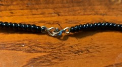 Women’s Necklace – Big Beaded Nuggets Blue Transparent Stones – Metal Wood