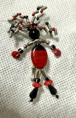VTG Whimsical Wild Hair Woman Moon Babies Pin Beaded Brooch Lady Bug Moonbabies