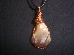 Wire Wrapped Polished Lake Superior Banded AGATE 18 inch Necklace A-147