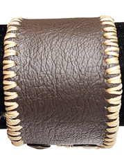 Handmade Brown Genuine Leather Wrap Wristband Bracelet Cuff Tan Thread 7.75″ New