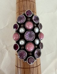 Sterling Silver 925 NB Nicky Butler Amethyst Garnet Pearl Ring EUC 8.25