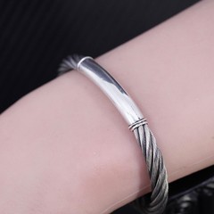 6.5”, vintage sterling silver 950 handmade cable cuff bracelet