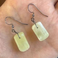 Prehnite Sterling Silver Earrings Raw Gemstone Jewelry Handcrafted 925 Australia