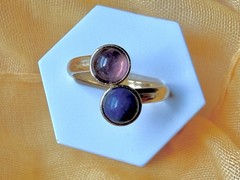 handmade toi et moi ring 💜 amethyst + lapis lazuli gold plated adjustable